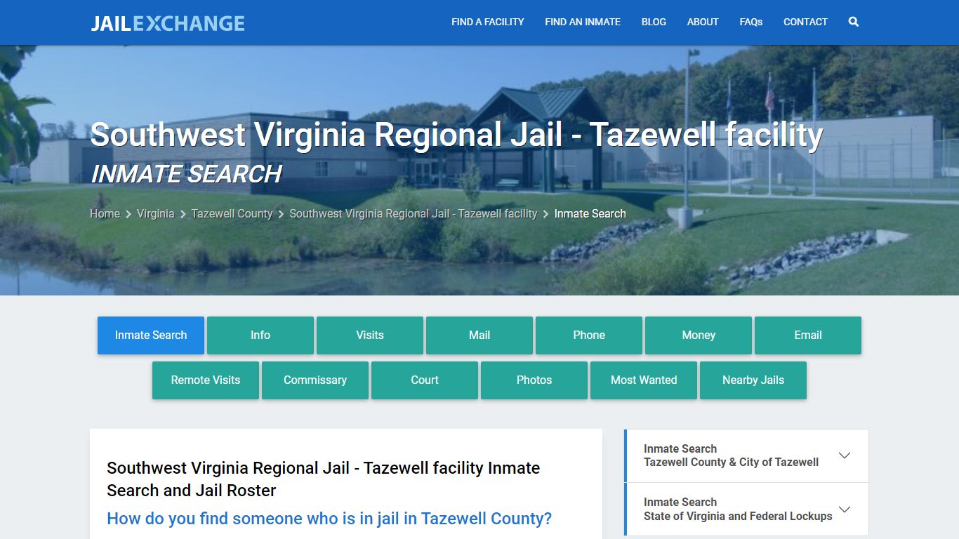 Southwest Virginia Regional Jail - Tazewell facility Inmate Search