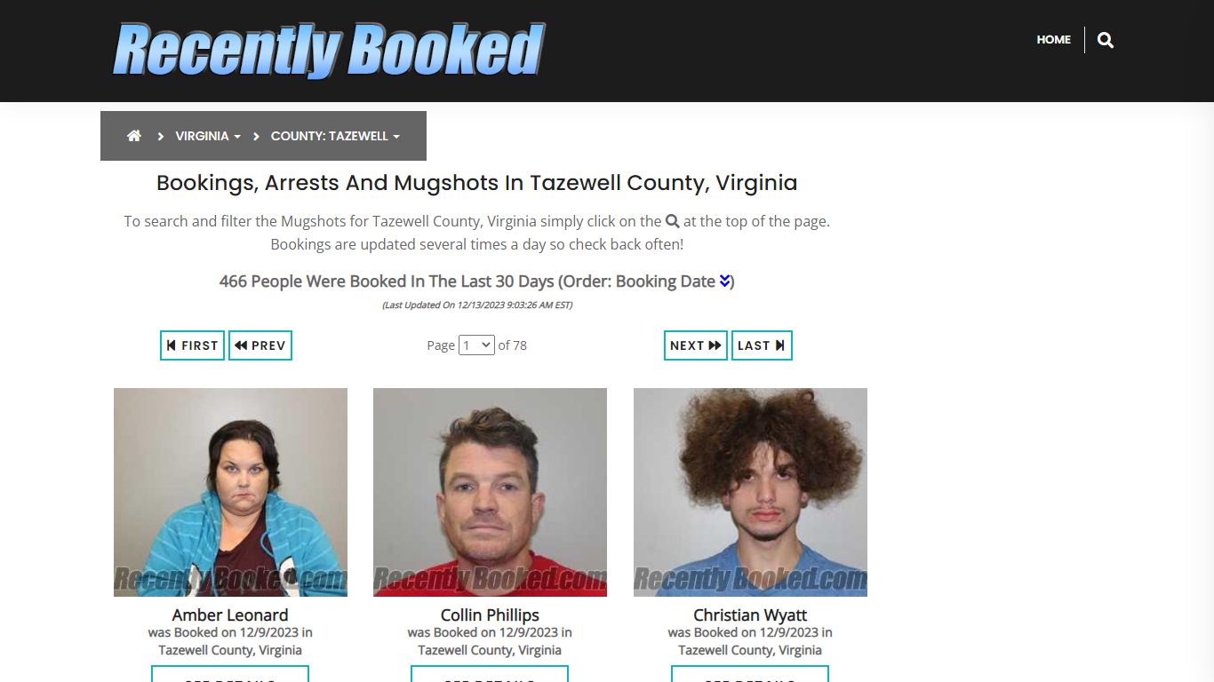 Recent bookings, Arrests, Mugshots in Tazewell County, Virginia